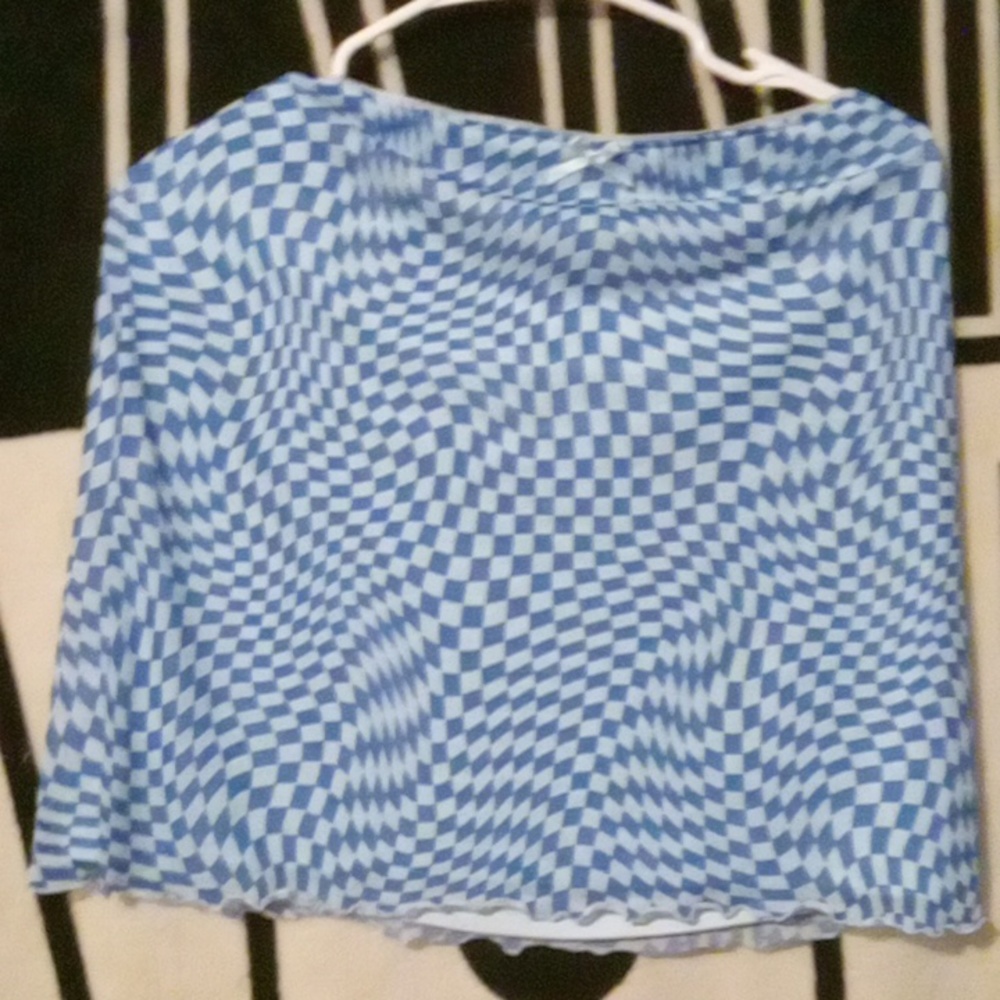 Checkered blue skirt